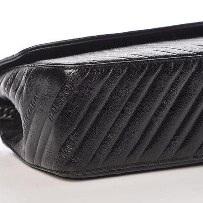 Balenciaga Shiny Goatksin Logo Embossed Monochrome M BB Round Shoulder Bag Black 10 of 11