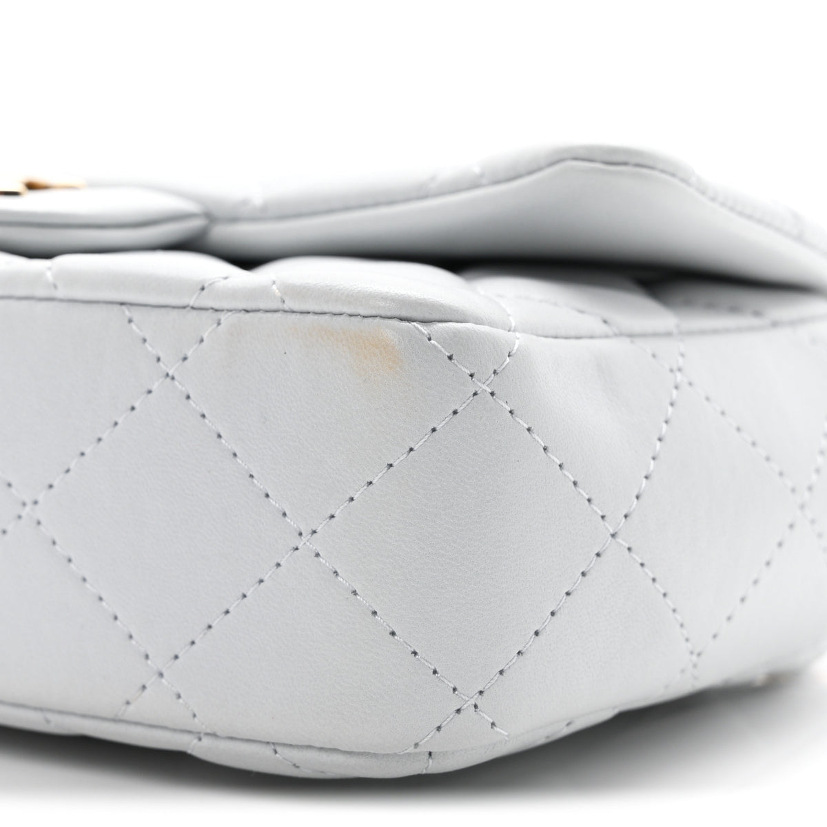 Lambskin Quilted Extra Mini Rectangular Flap Light Blue