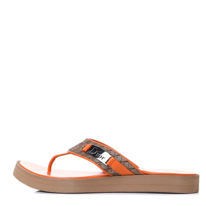 Christian Dior Calfskin Monogram Trotter Thong Sandals 37 Orange 1 of 11
