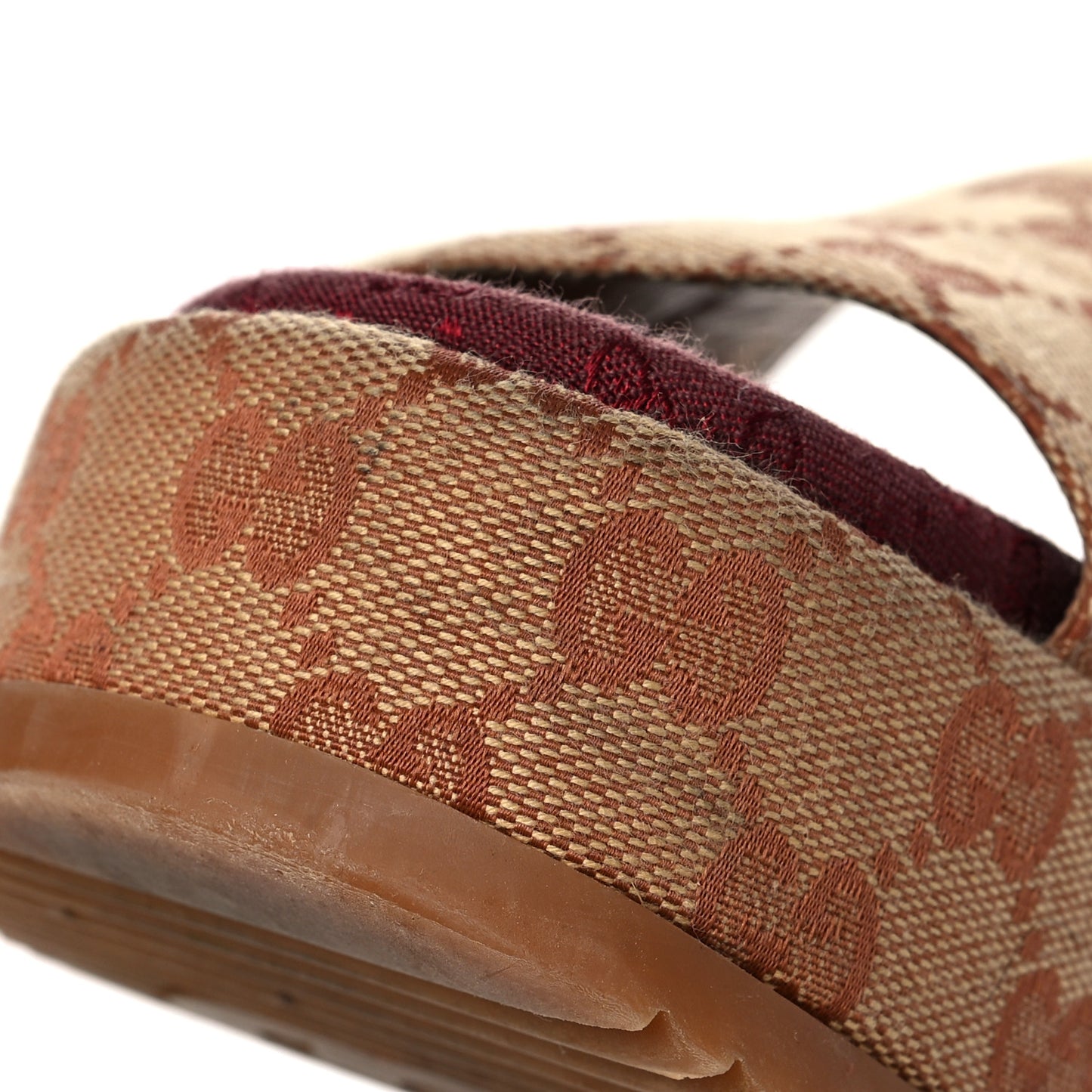 Canvas GG Monogram Angelina Platform Slide Sandals 38 Beige Ruggine