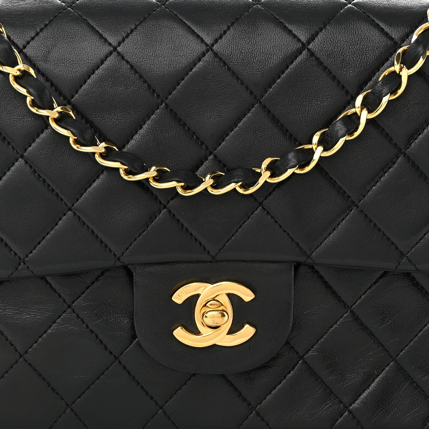 Chanel Lambskin Quilted Medium Double Flap Black 7 of 9