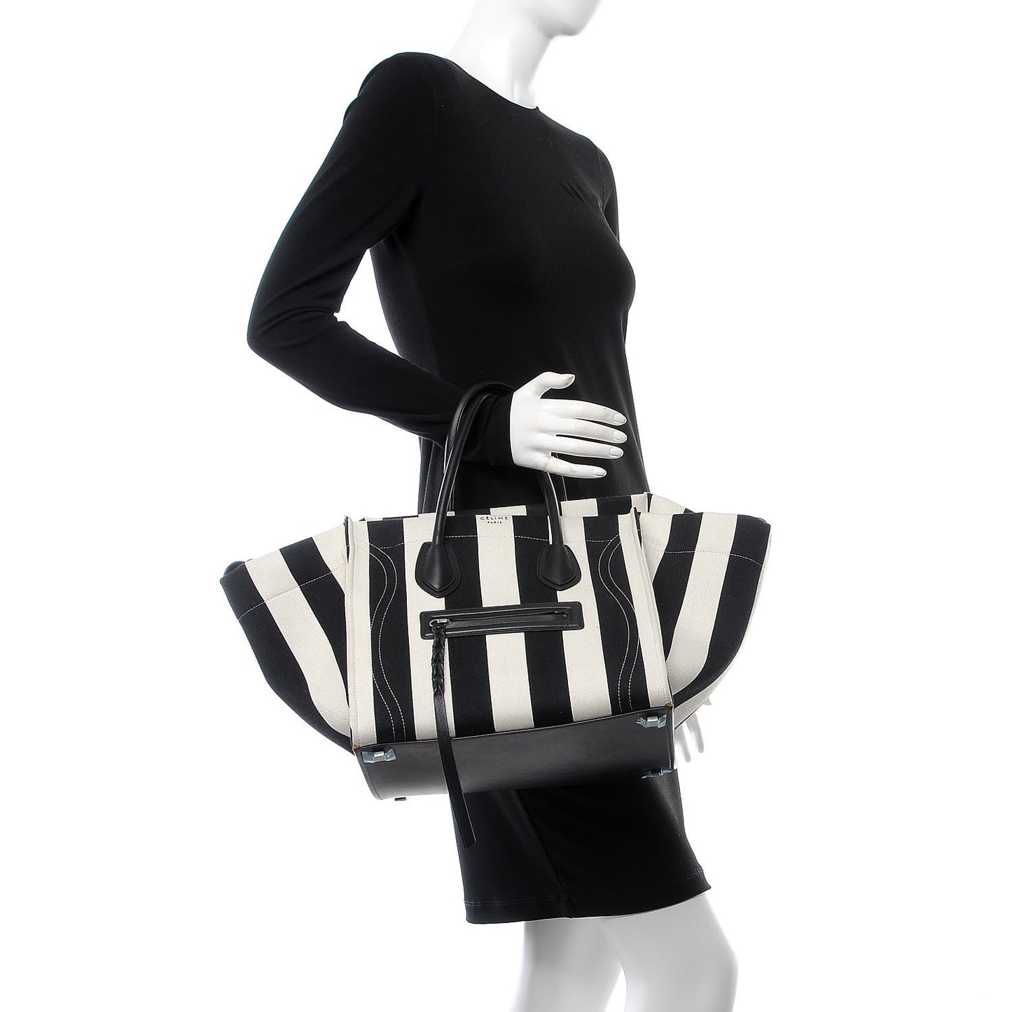 Cotton Canvas Striped Medium Phantom Luggage White Black