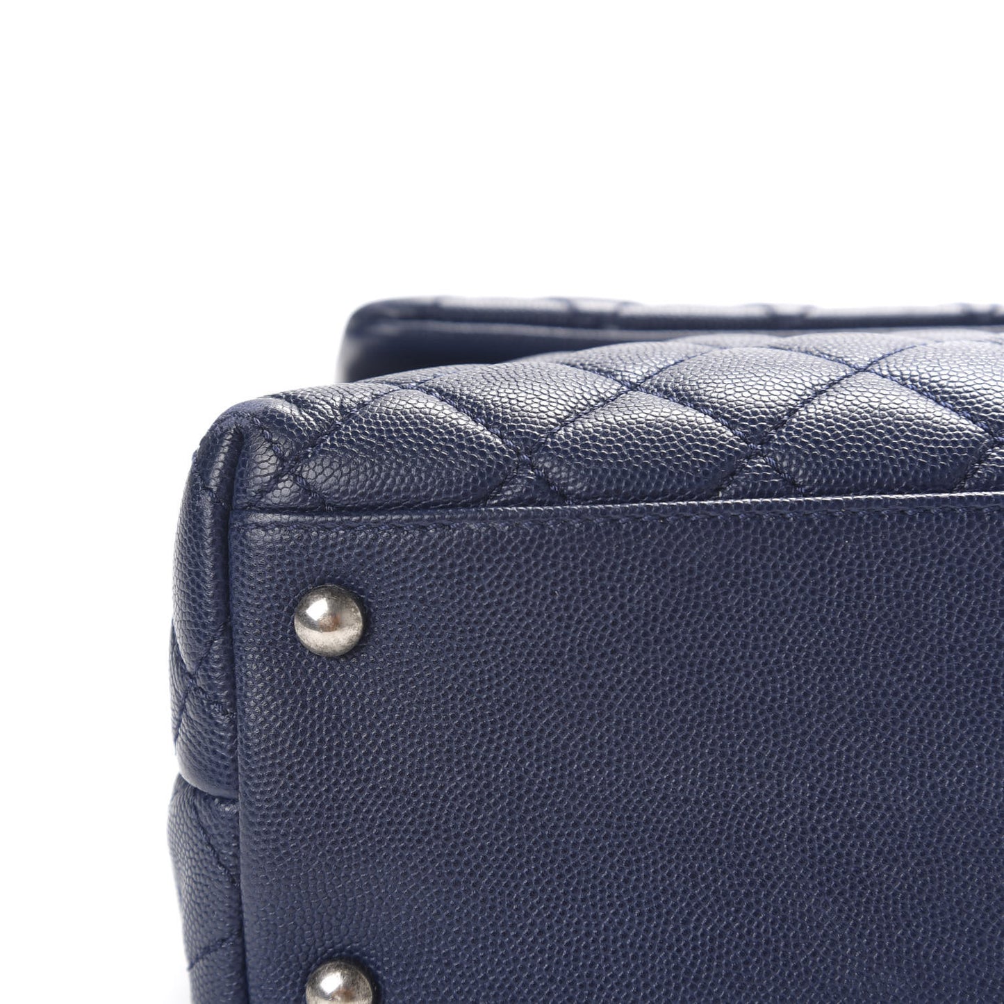 Caviar Lizard Quilted Medium Coco Handle Flap Navy