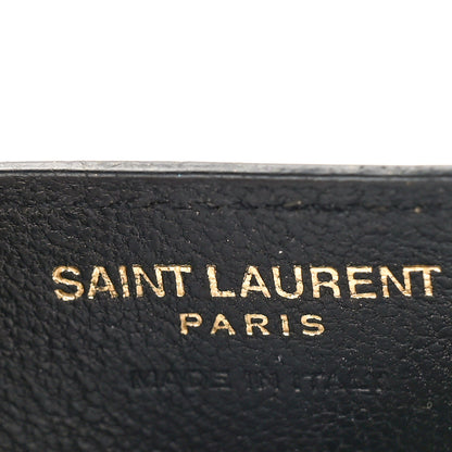Saint Laurent Grain De Poudre Matelasse Chevron Monogram Credit Card Case Black 6 of 10