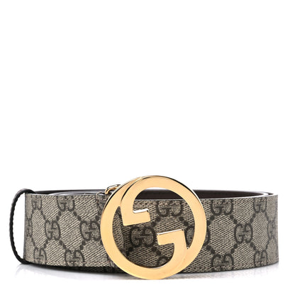 Gucci GG Supreme Monogram Textured Dollar Calfskin Blondie 40mm Belt 95 38 Beige Ebony New Acero 1 of 4