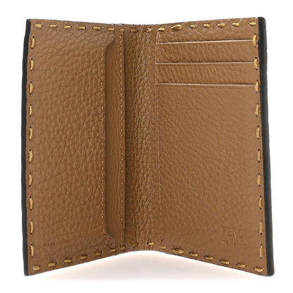 Fendi Cuoio Romano Selleria Logo Bi-Color Card Holder Ivory Brown 5 of 9