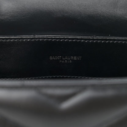 Saint Laurent Calfskin Y Quilted Monogram Small Loulou Chain Satchel Black 7 of 9