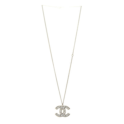 Chanel Metal Quilted CC Pendant Necklace Gold White 3 of 5