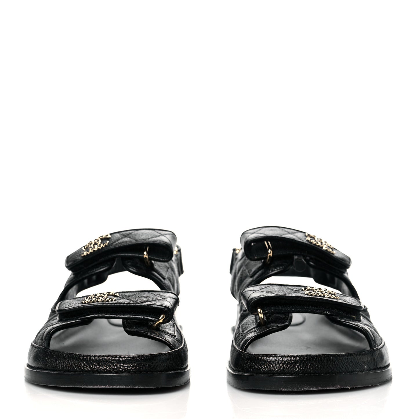 Grained Calfskin Velcro Dad Sandals 40 Black