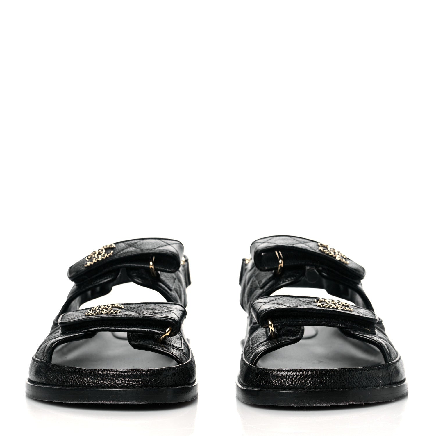 Chanel Grained Calfskin Velcro Dad Sandals 40 Black 2 of 12