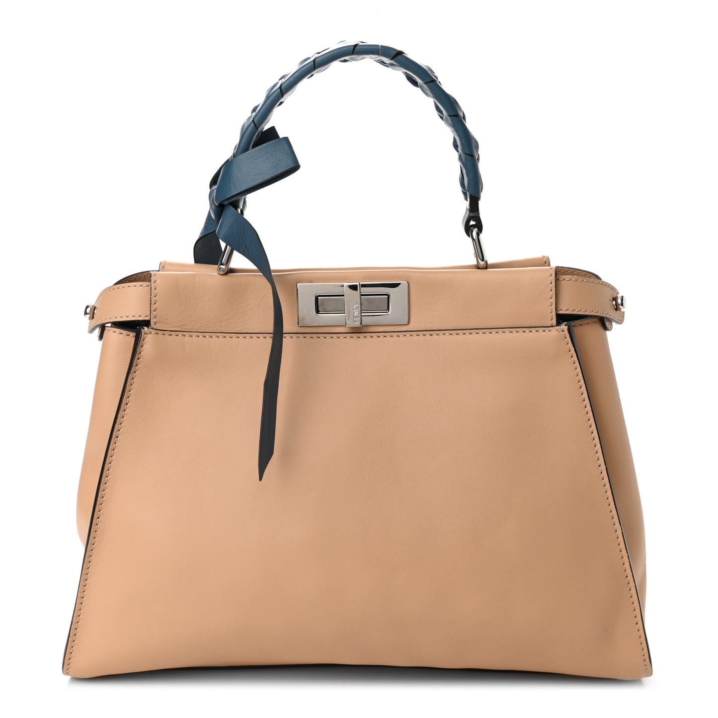 Vitello Seta Nappa Ribbon Medium Peekaboo Iconic Satchel Cuoio Tempesta
