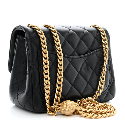 Chanel Lambskin Quilted Mini Sweet Camellia Flap Black 3 of 12