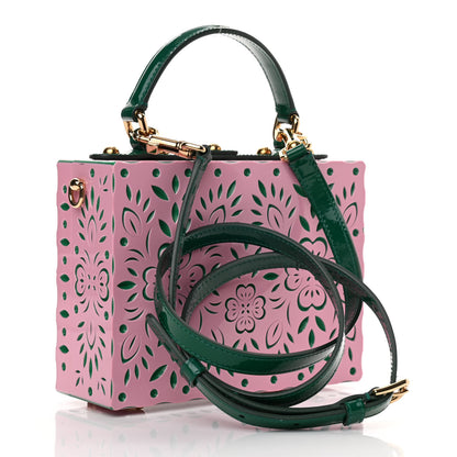 Dolce & Gabbana Plexiglass Crystal Embellished Lily Box Bag Pink Green 3 of 9