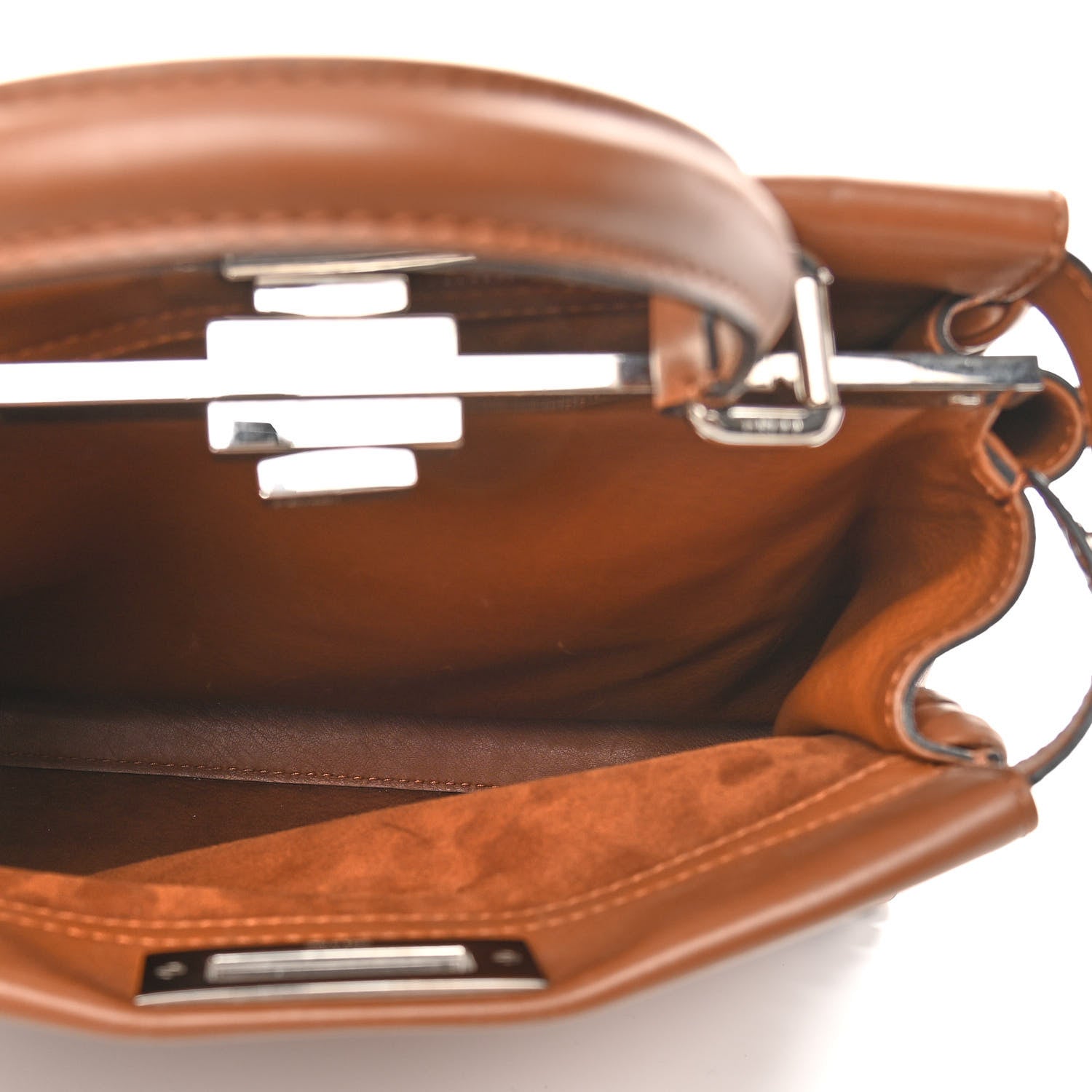 Fendi Calfskin Lace Up Medium Peekaboo Iconic Satchel Cognac 5 of 17