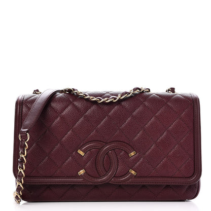 Chanel Caviar Quilted Medium CC Filigree Flap Burgundy 1 of 8