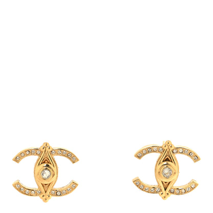 Chanel Crystal Bezel CC Earrings Gold 1 of 5
