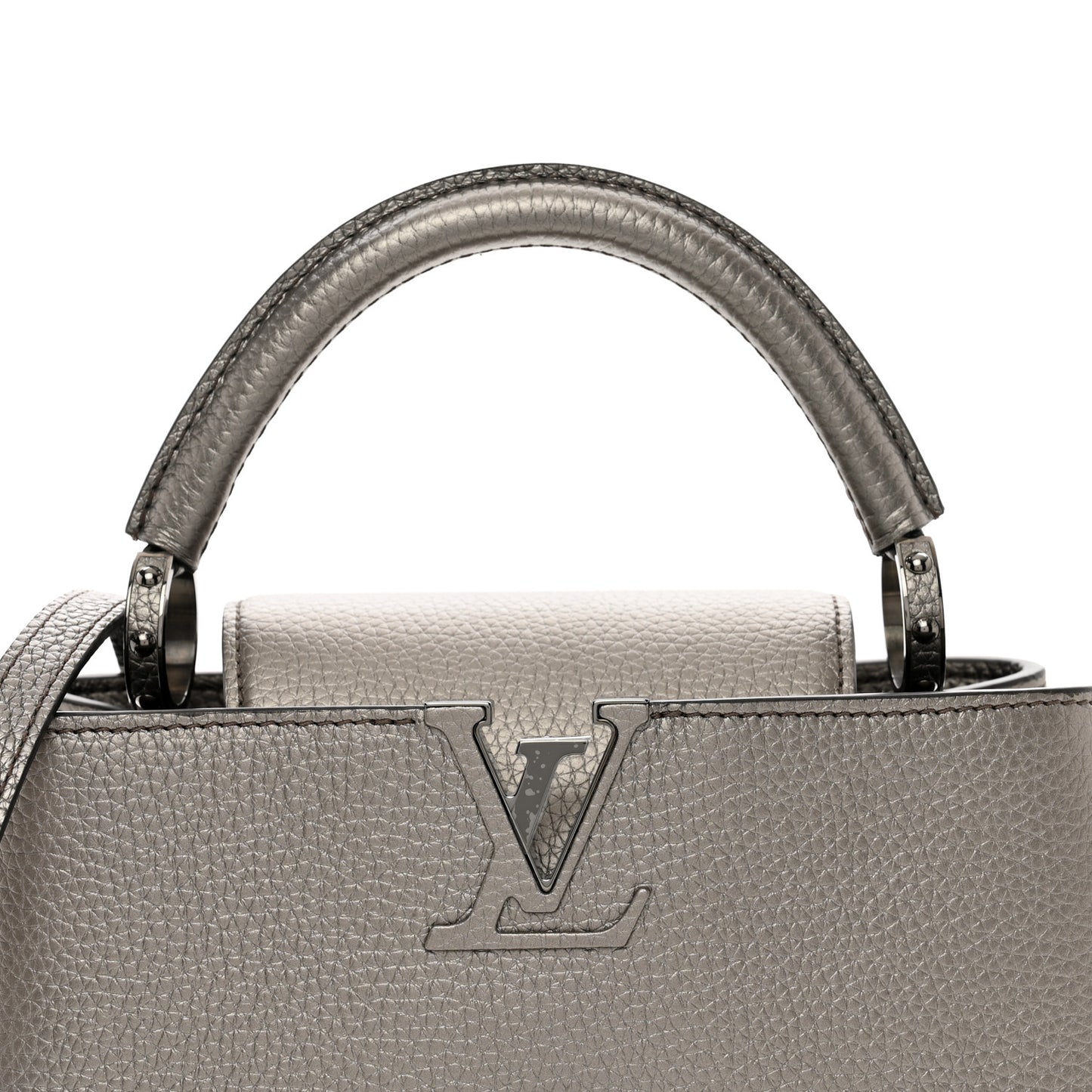 Metallic Calfskin Capucines BB Etain