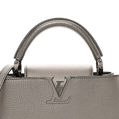 Louis Vuitton Metallic Calfskin Capucines BB Etain 6 of 9
