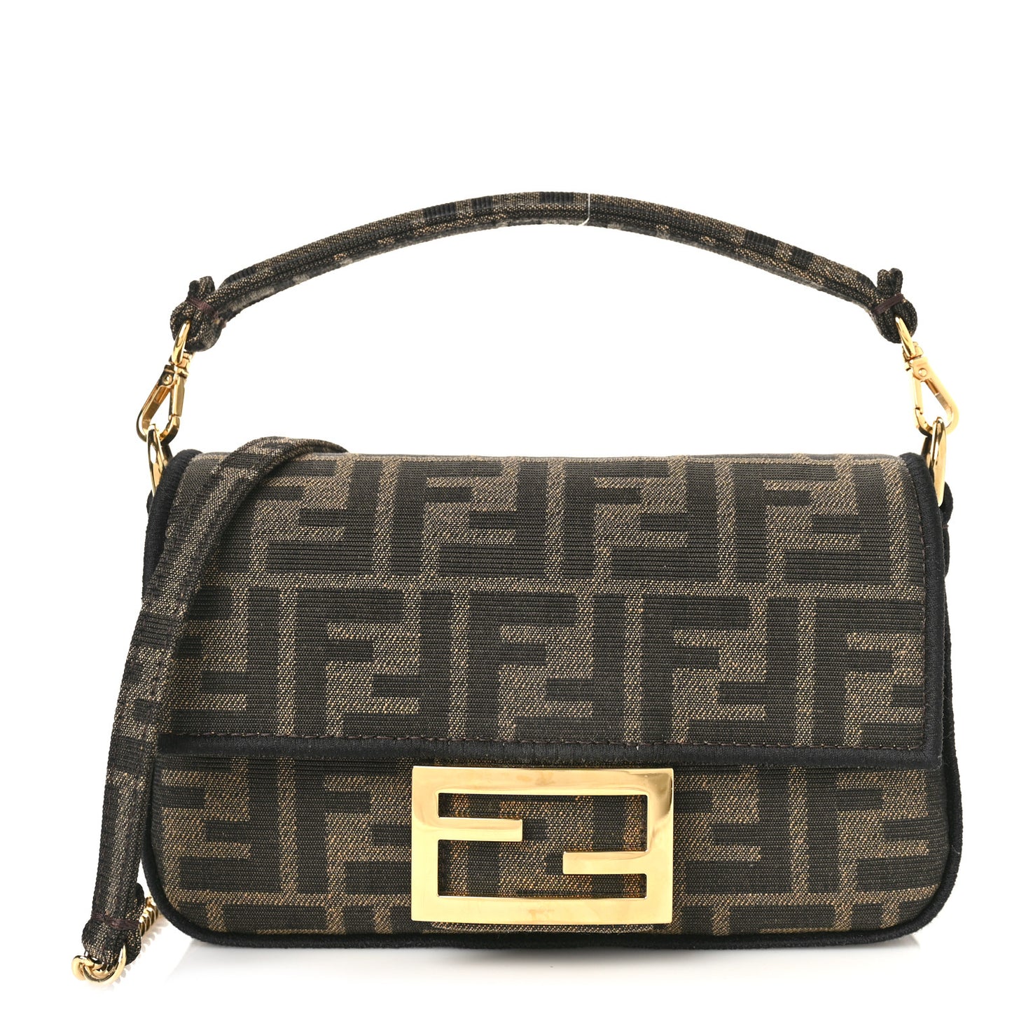 Fabric Jacquard FF 1974 Mini Baguette Tobacco Moro Black