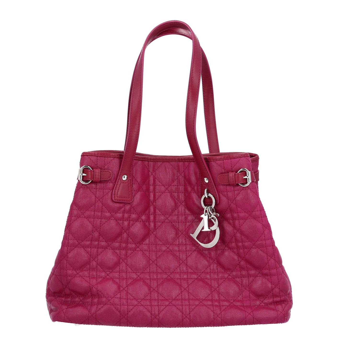 Coated Canvas Cannage Medium Panarea Tote Raspberry