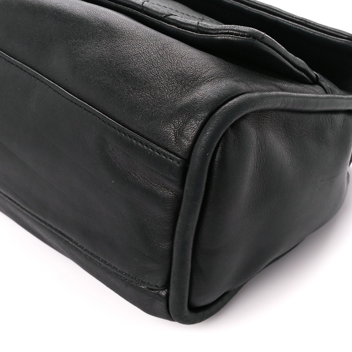 Lambskin Quilted Large Mademoiselle Double Flap Black