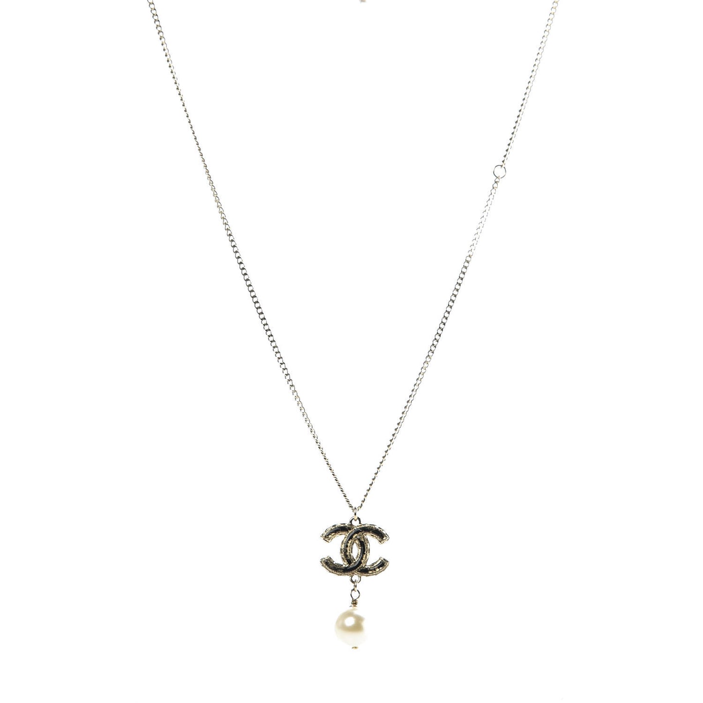 Resin Holographic Pearl CC Drop Necklace Gold