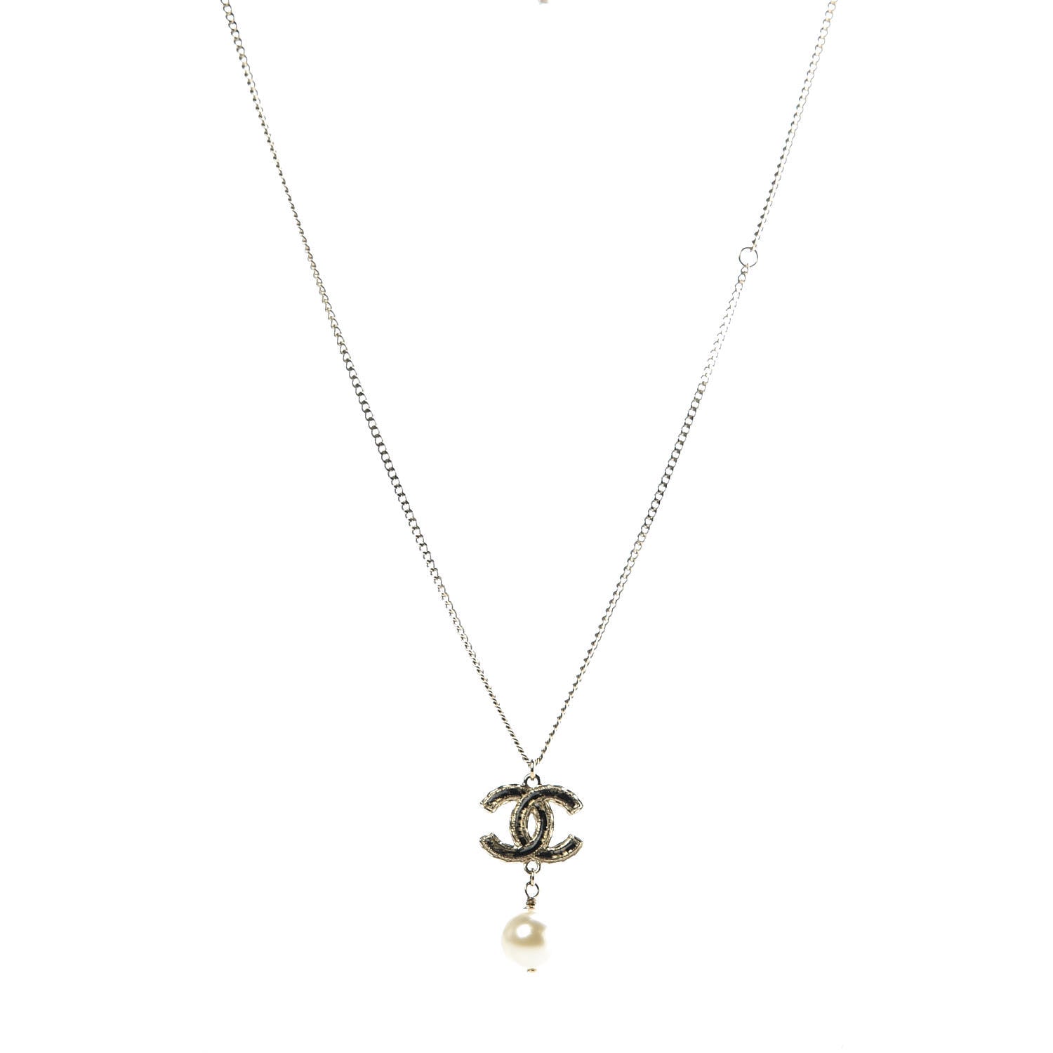 Chanel Resin Holographic Pearl CC Drop Necklace Gold 1 of 6