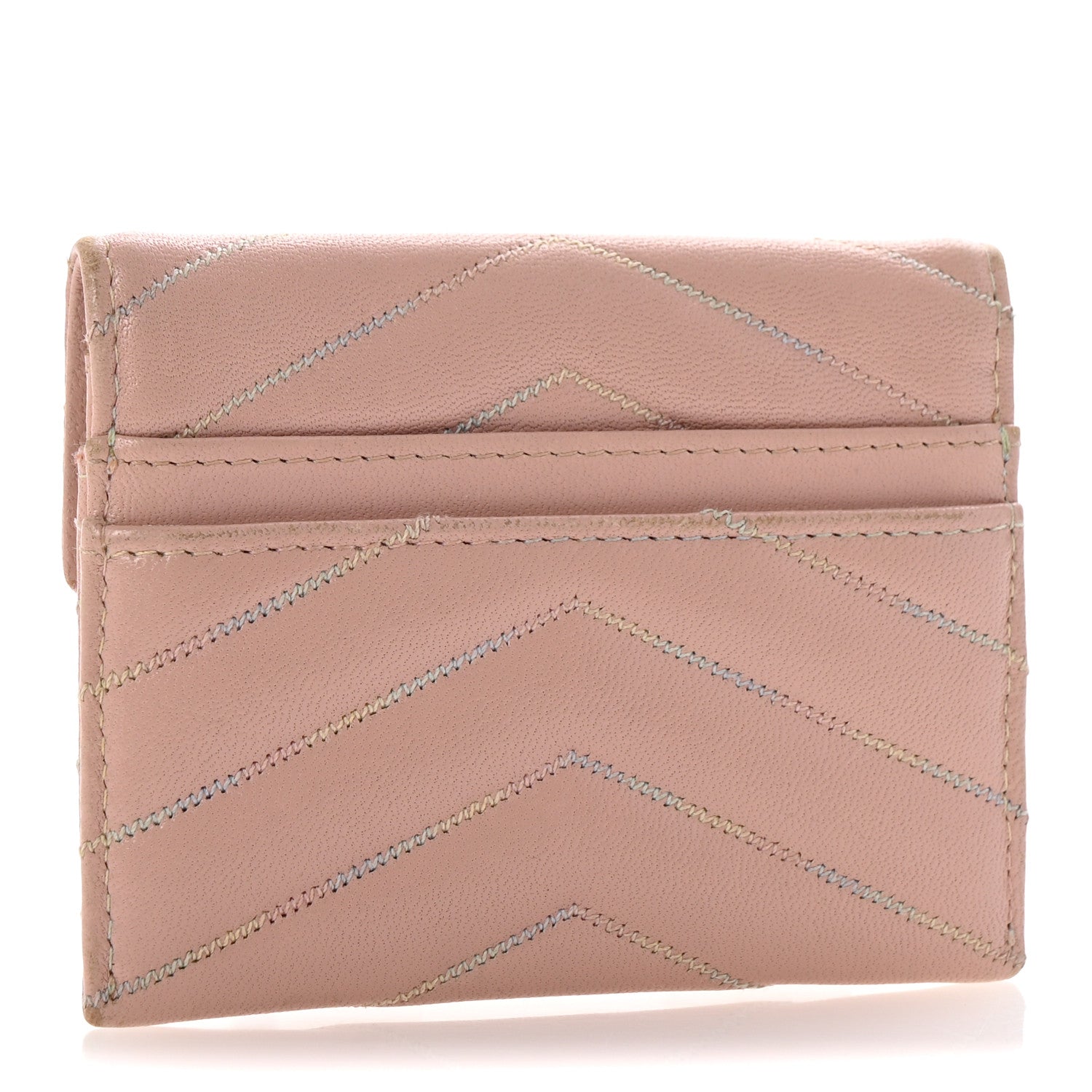 Chanel Lambskin Chevron Quilted Card Holder Light Pink 3 of 13
