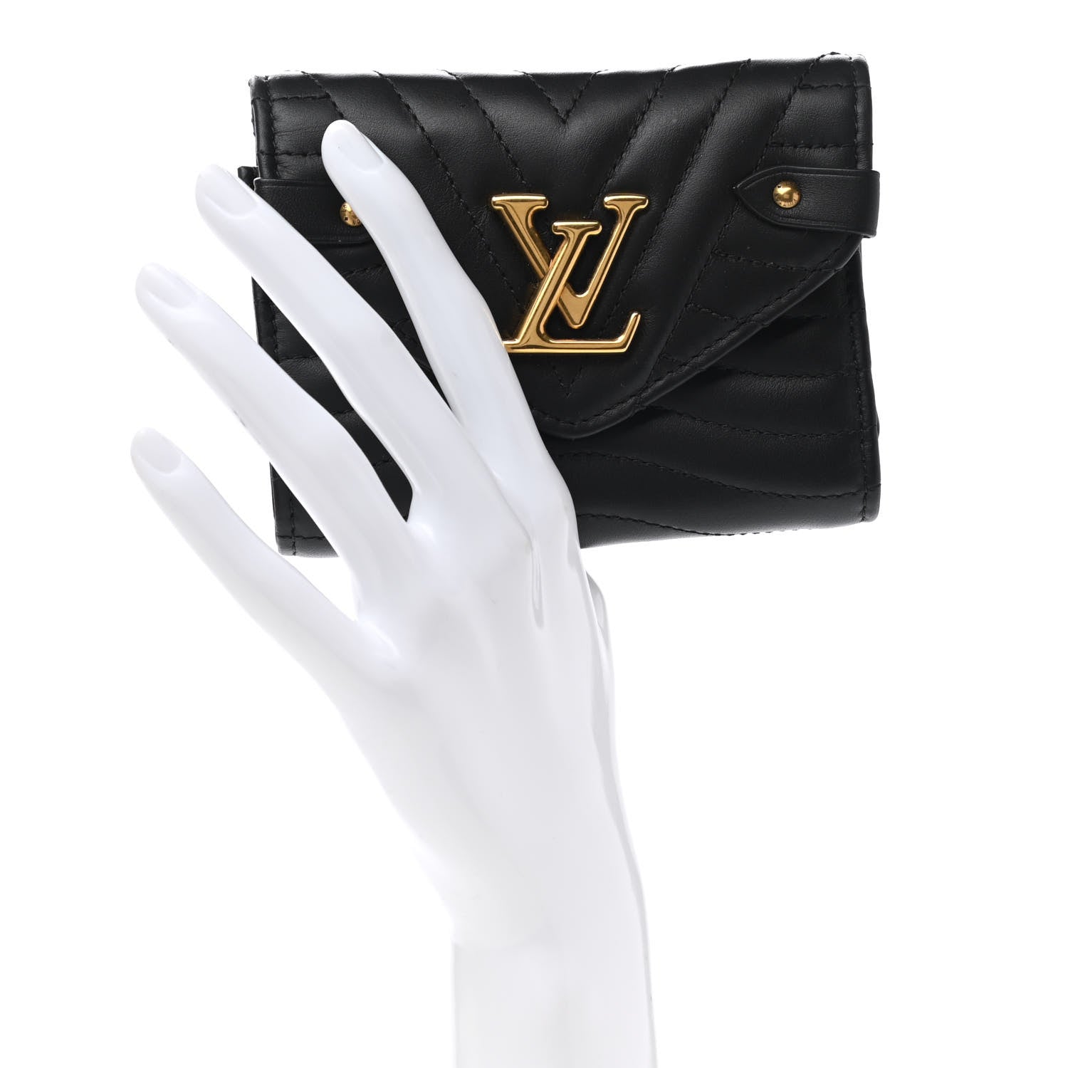 Louis Vuitton Calfskin New Wave Compact Wallet Black 2 of 7