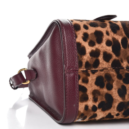 Alexander McQueen Leopard Print Pony Hair Pebbled Calfskin Small Skull Padlock Zip Around Tote Bordeaux 8 of 9