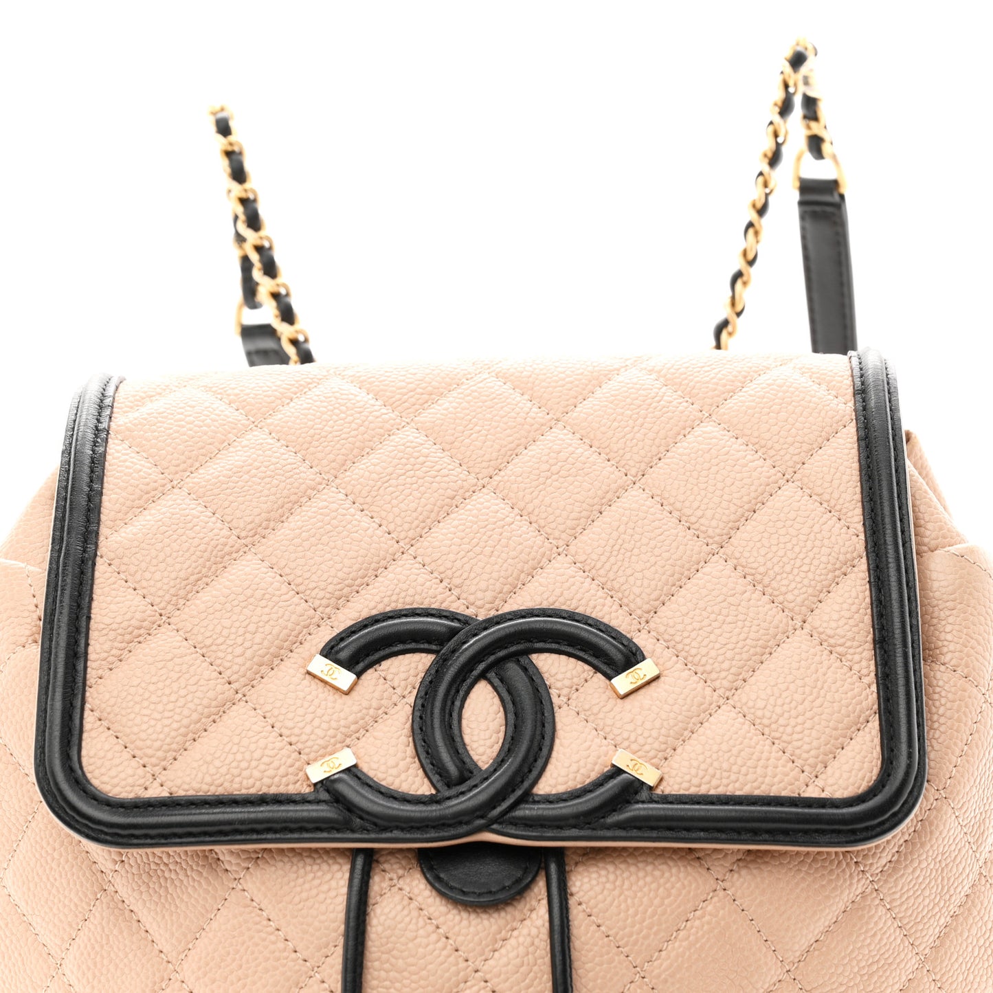 Caviar Quilted Filigree Backpack Beige Black