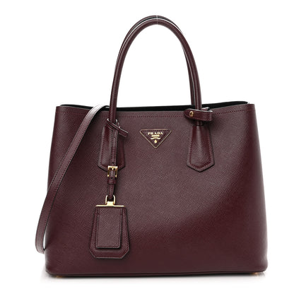 Prada Saffiano Cuir Medium Double Bag Granato Marmo 1 of 10