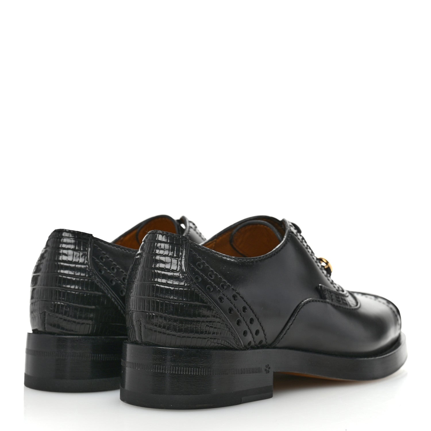 Gucci Glossy Calfskin Tejus Womens Lace Up Loafers 35.5 Black 5 of 11