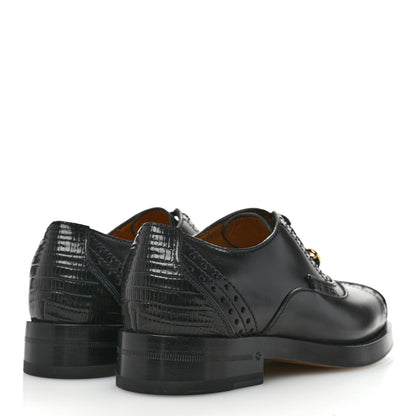 Gucci Glossy Calfskin Tejus Womens Lace Up Loafers 35.5 Black 5 of 11