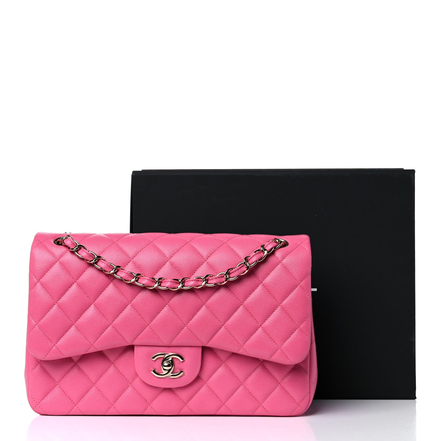 Caviar Quilted Jumbo Double Flap Pink