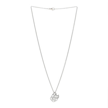 Chanel 18K White Gold Diamond Camelia Pendant Necklace 3 of 4