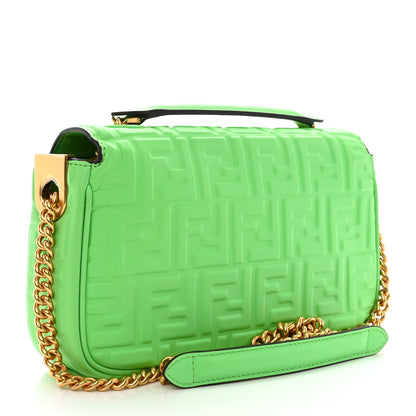 Fendi Nappa Small FF Embossed Midi Chain Baguette Edamame 3 of 10