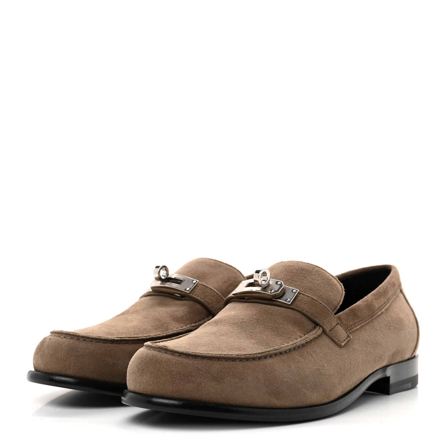 Hermes Suede Goatskin Womens Destin Loafers 39 Etoupe 4 of 10
