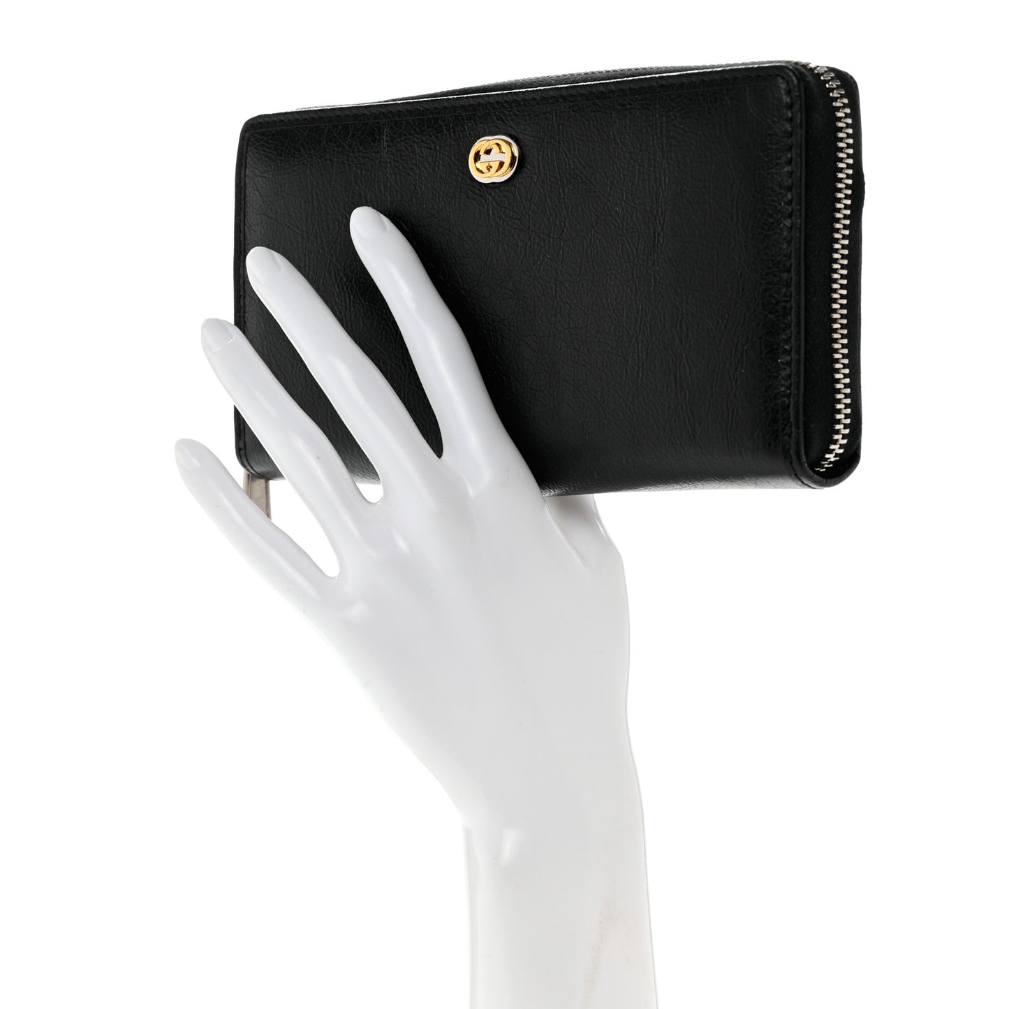 Vintage Calfskin Interlocking G Zip Wallet Black