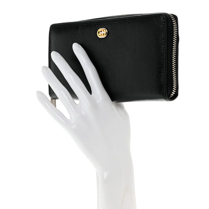 Gucci Vintage Calfskin Interlocking G Zip Wallet Black 2 of 12