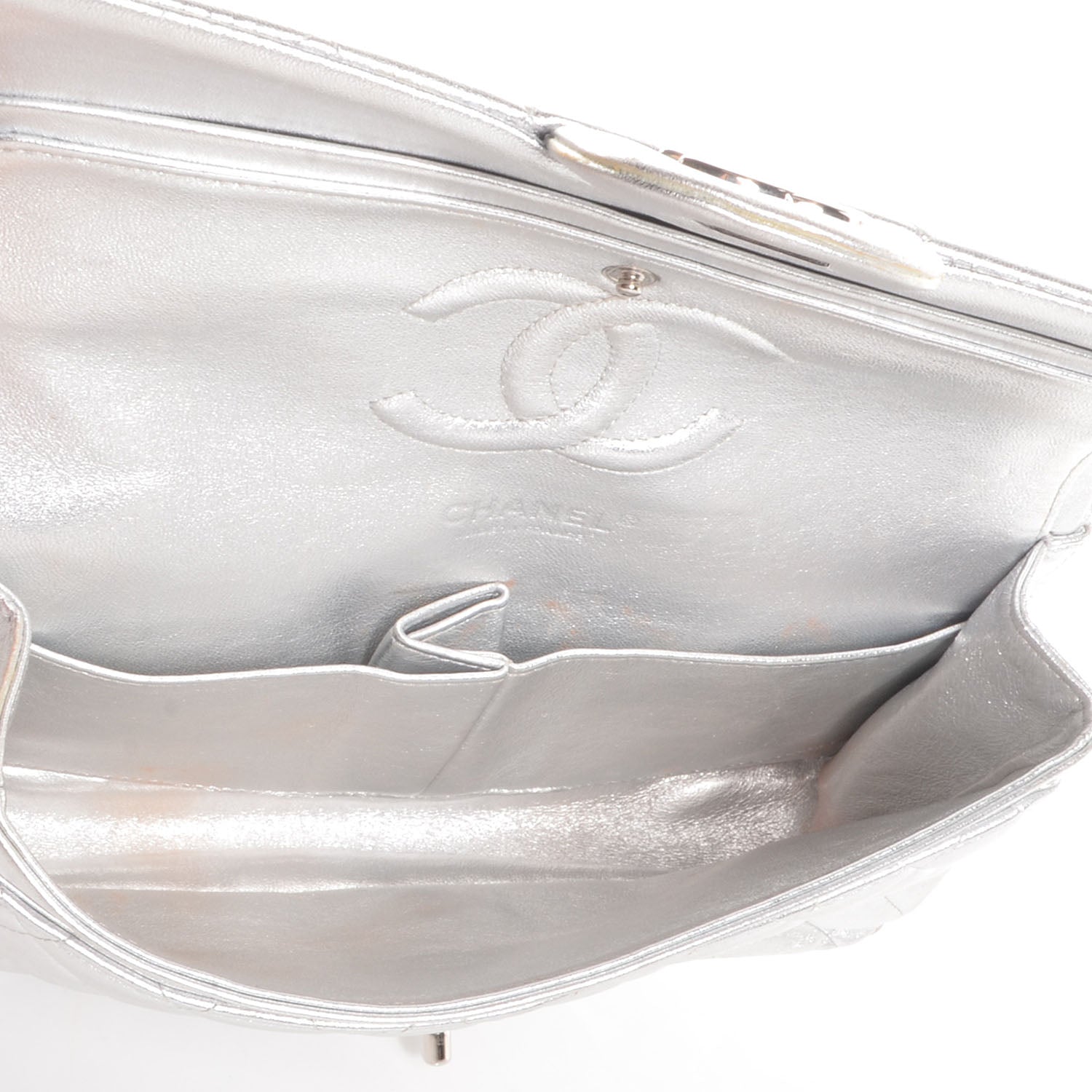 Chanel Lambskin Medium Double Flap Silver 5 of 9