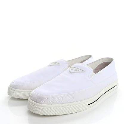 Prada Technical Nylon Triangle Logo Mens Slip On Sneakers 11 White 4 of 12
