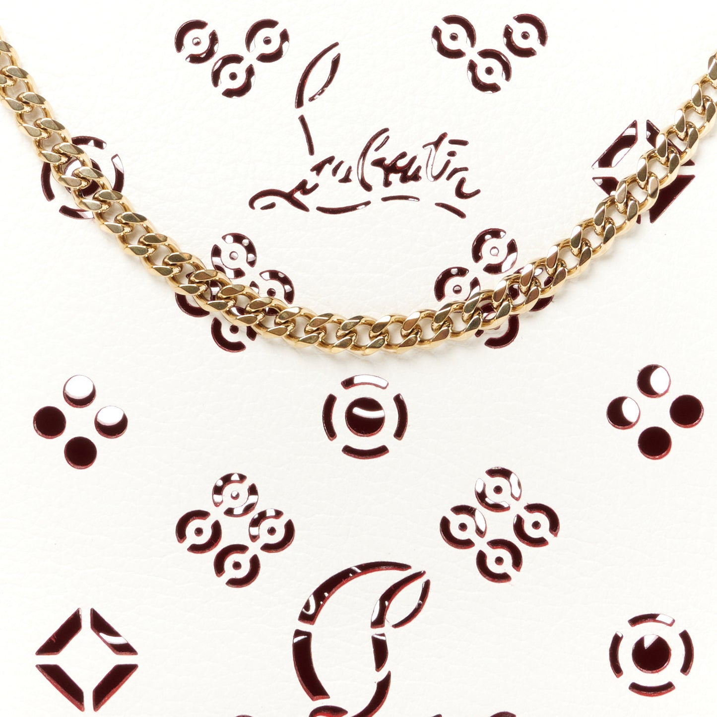 Calfskin Loubila Loubinthesky Chain Clutch Leche