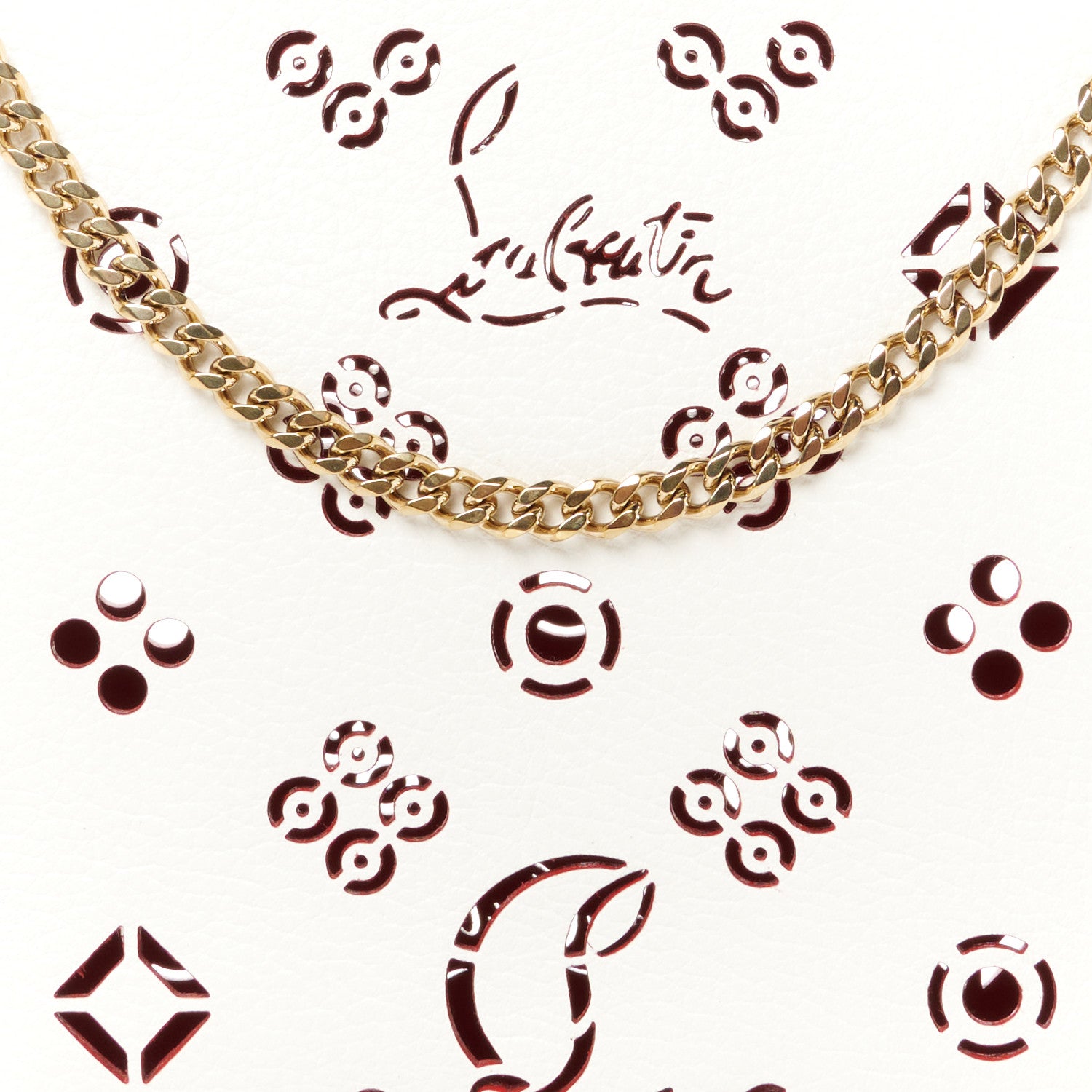 Christian Louboutin Calfskin Loubila Loubinthesky Chain Clutch Leche 7 of 10