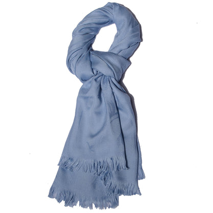 Hermes Cashmere Silk New Libris Stole Bleu Horizon 1 of 5