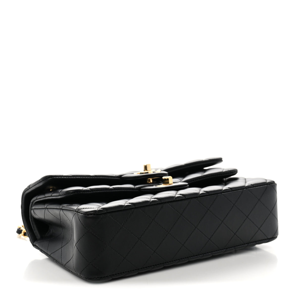 Lambskin Quilted Layered Flap Bag Black