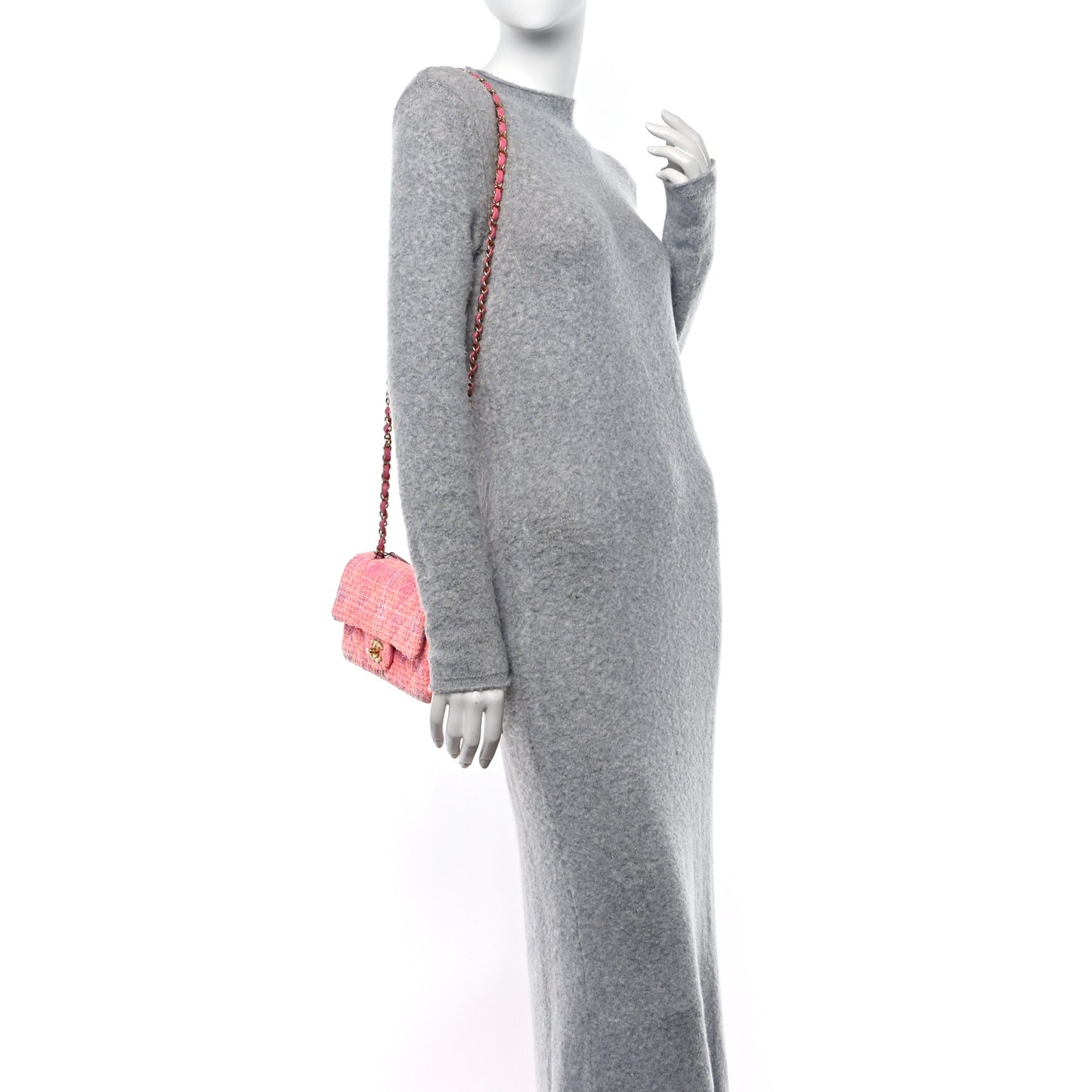 Tweed Quilted Mini Rectangular Flap Pink Multicolor