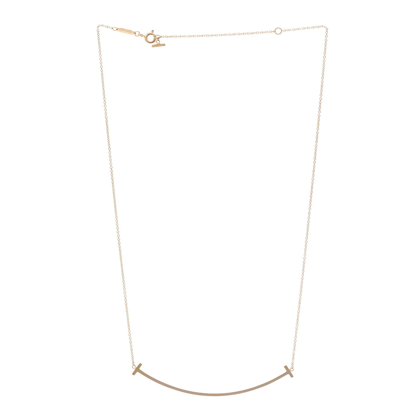 18K Rose Gold Large T Smile Pendant Necklace