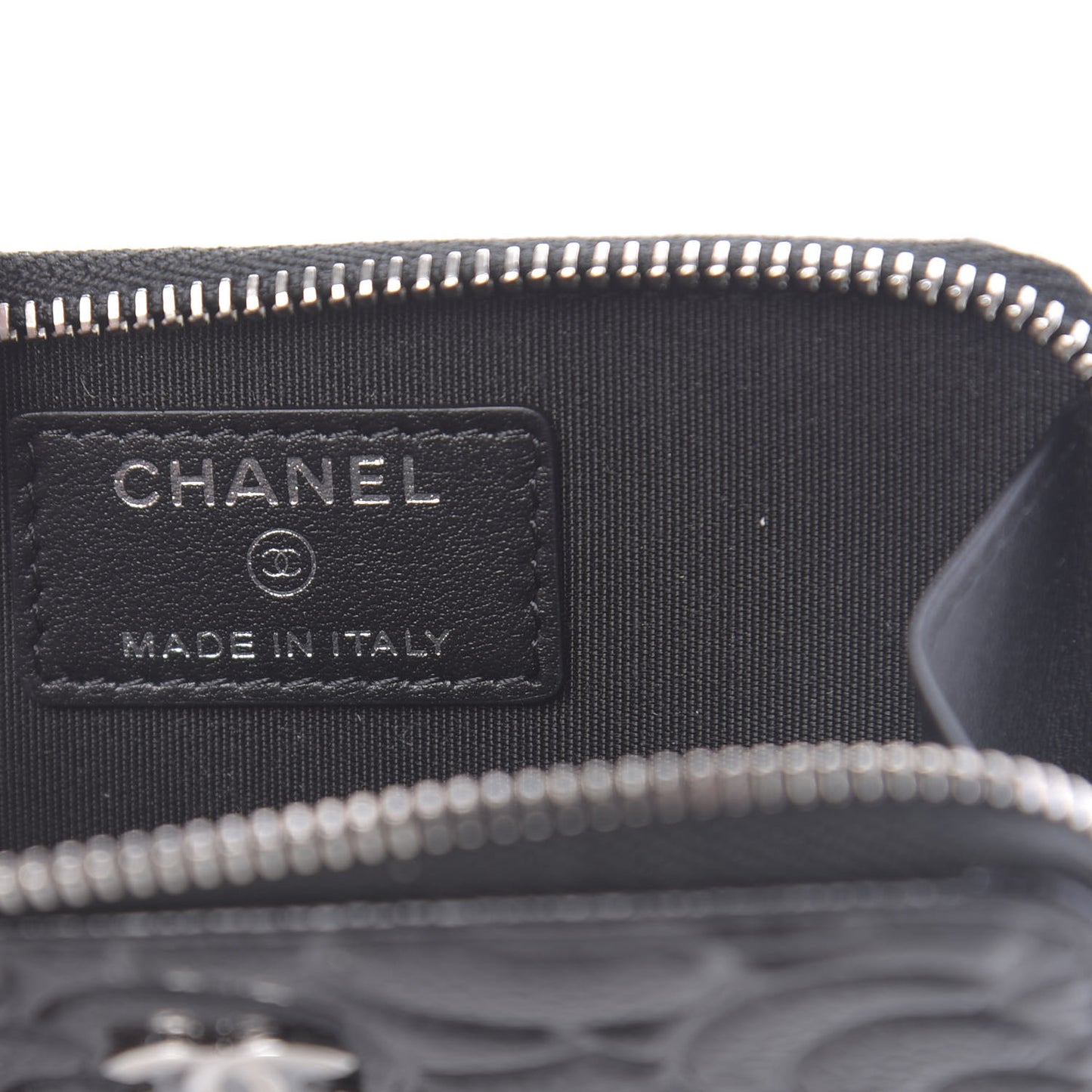 Caviar Camellia Embossed Key Holder Case Black