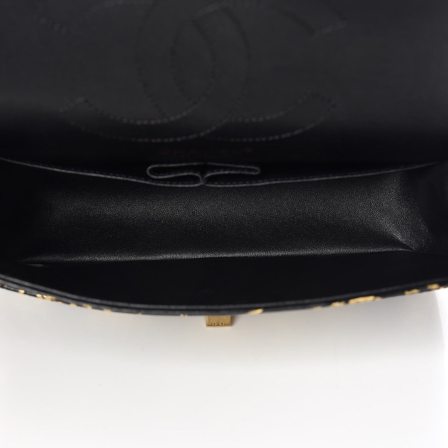 Calfskin Crocodile Embossed Graffiti 2.55 Cocodile Reissue 225 Flap Black Gold